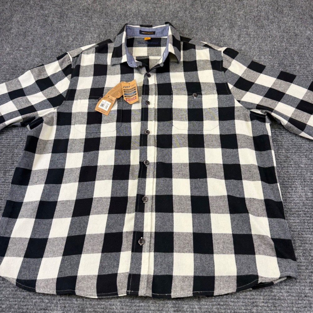 Tailor Vintage BlackWhite BuffaloPlaid LongSleeve BttnUp Men XL Luxe Performance